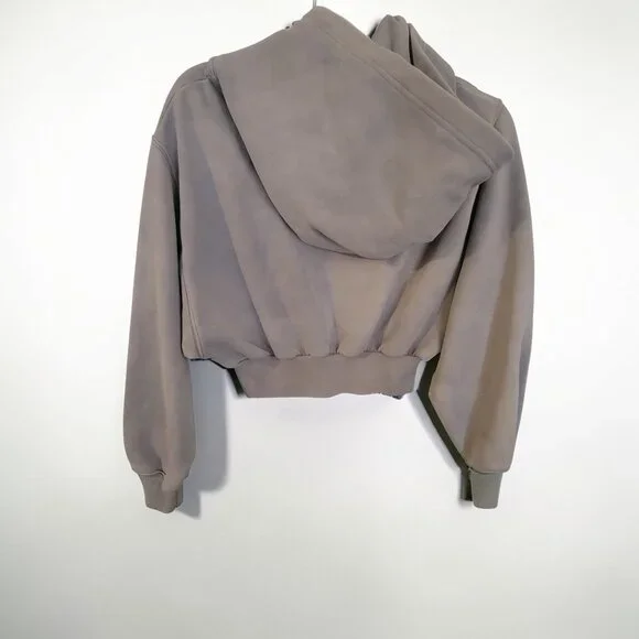 Aritzia Cropped Hoodie | XS | Taupe/Stone | Minimal Athleisure - Picture 3 of 5